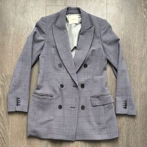 Wilfred Purple Plaid Double-Breasted Blazer